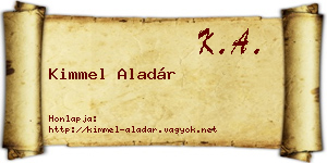 Kimmel Aladár névjegykártya